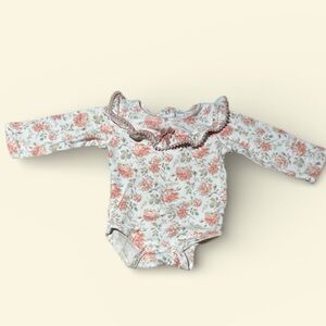Laura Ashley Floral Long Sleeve One Piece - Pink and Cream